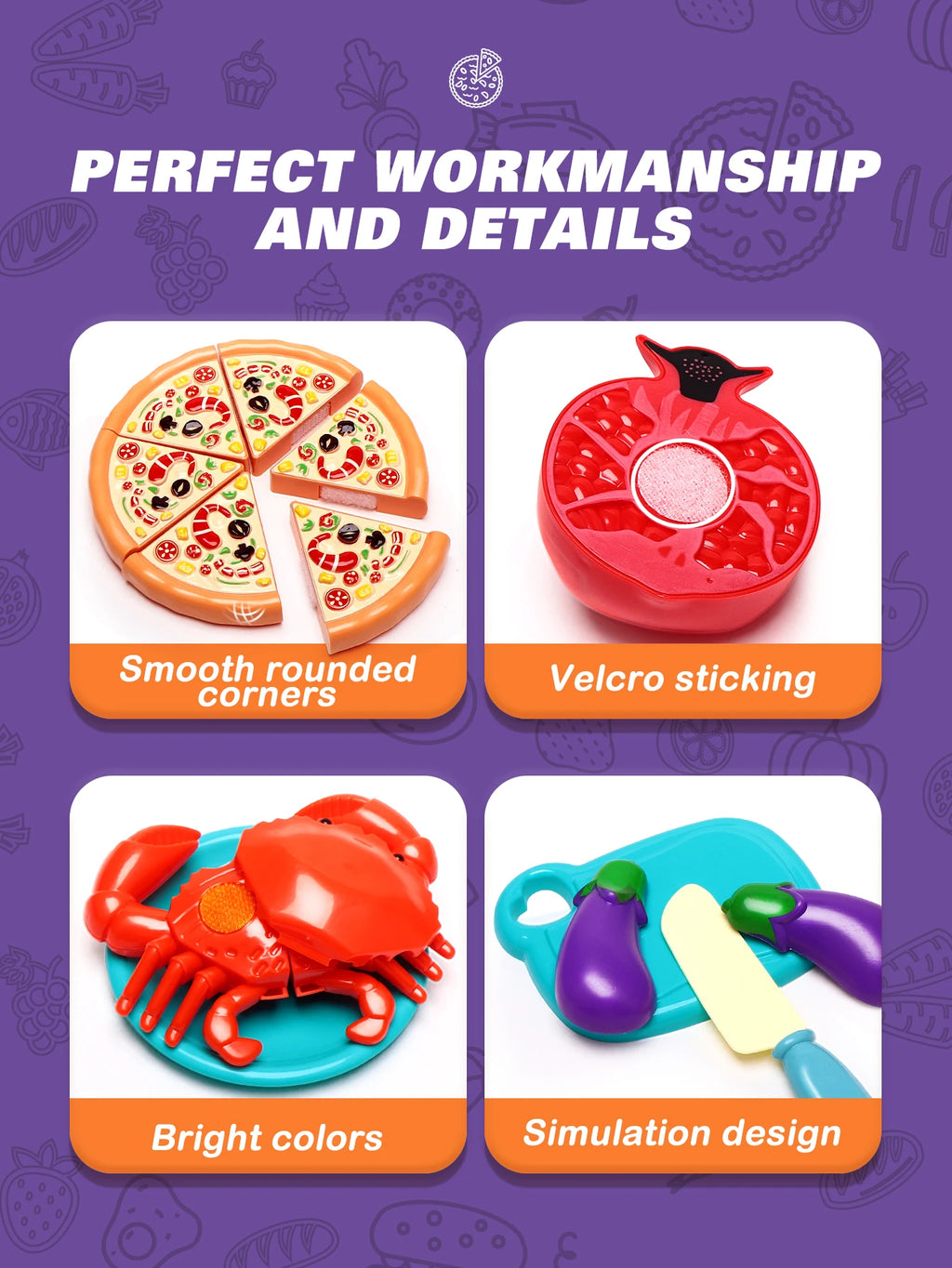 81pcs Kitchen Cute Fun Play Home Toys Simulation Fruit Kitchenware Vegetable Pizza