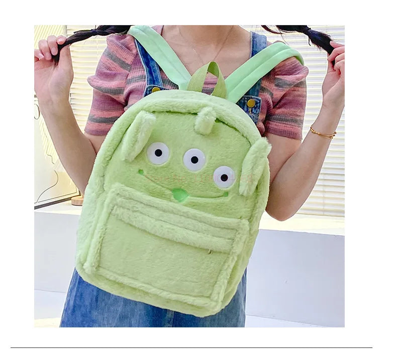 New Lotso Alien Cartoon Funny Plush Backpack Students Large Capacity Bag Girls Casual Soft Stuffed Schoolbag Lightening Bag