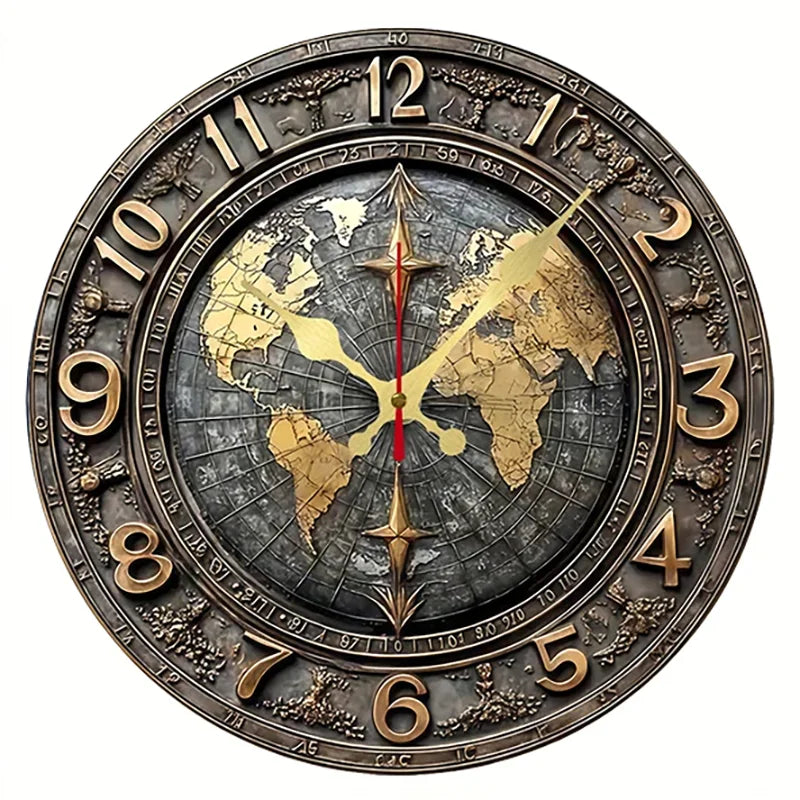 2D Sailboat Theme Nautical Wooden Wall Clock Quartz Silent Round Clocks Vintage Gift Crafts Home Decoration Wood Hanging Clocks