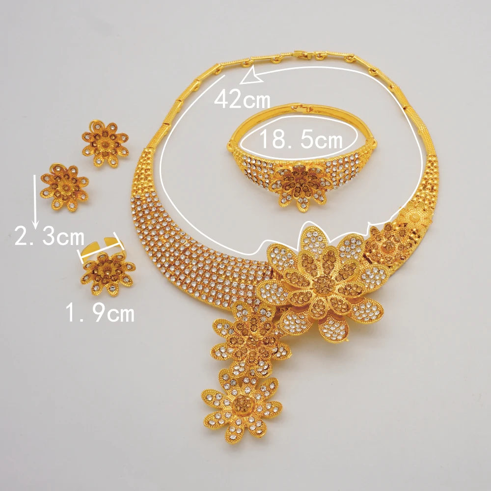 Ethiopian Fashion Women's Jewelry Set African Wedding Jewelry Set Necklace, Bracelet, Earrings, and Ring Set