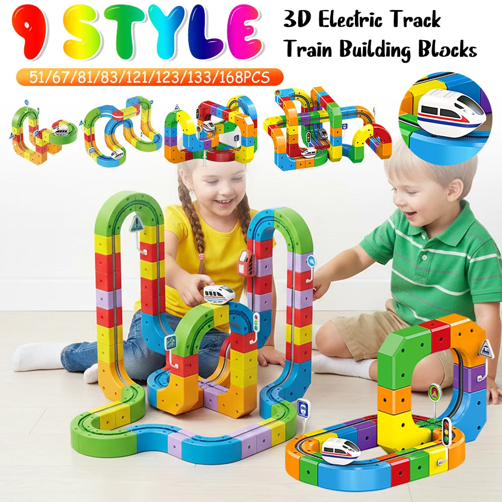 Electric Magnetic Track Set with Anti-Gravity Vehicles 100+ Pieces STEM Building Toys DIY Railway Toy Gift Box For Kids Gift