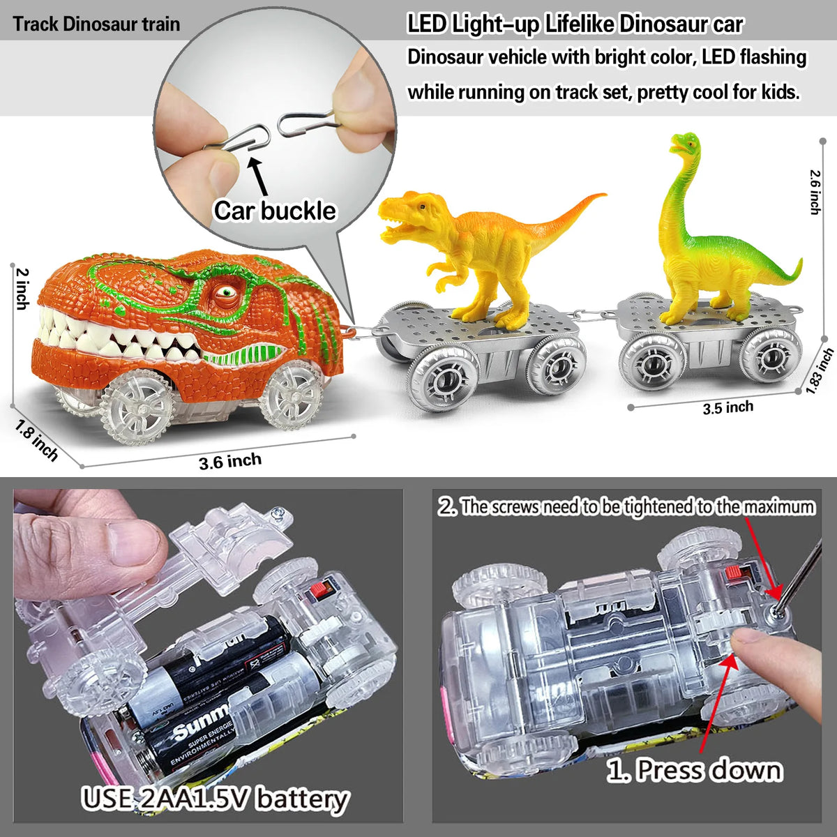 Dinosaur Rail Car Assembly Diy Roller Coaster Assembly Puzzle Versatile Track Electric Train Toy Gift