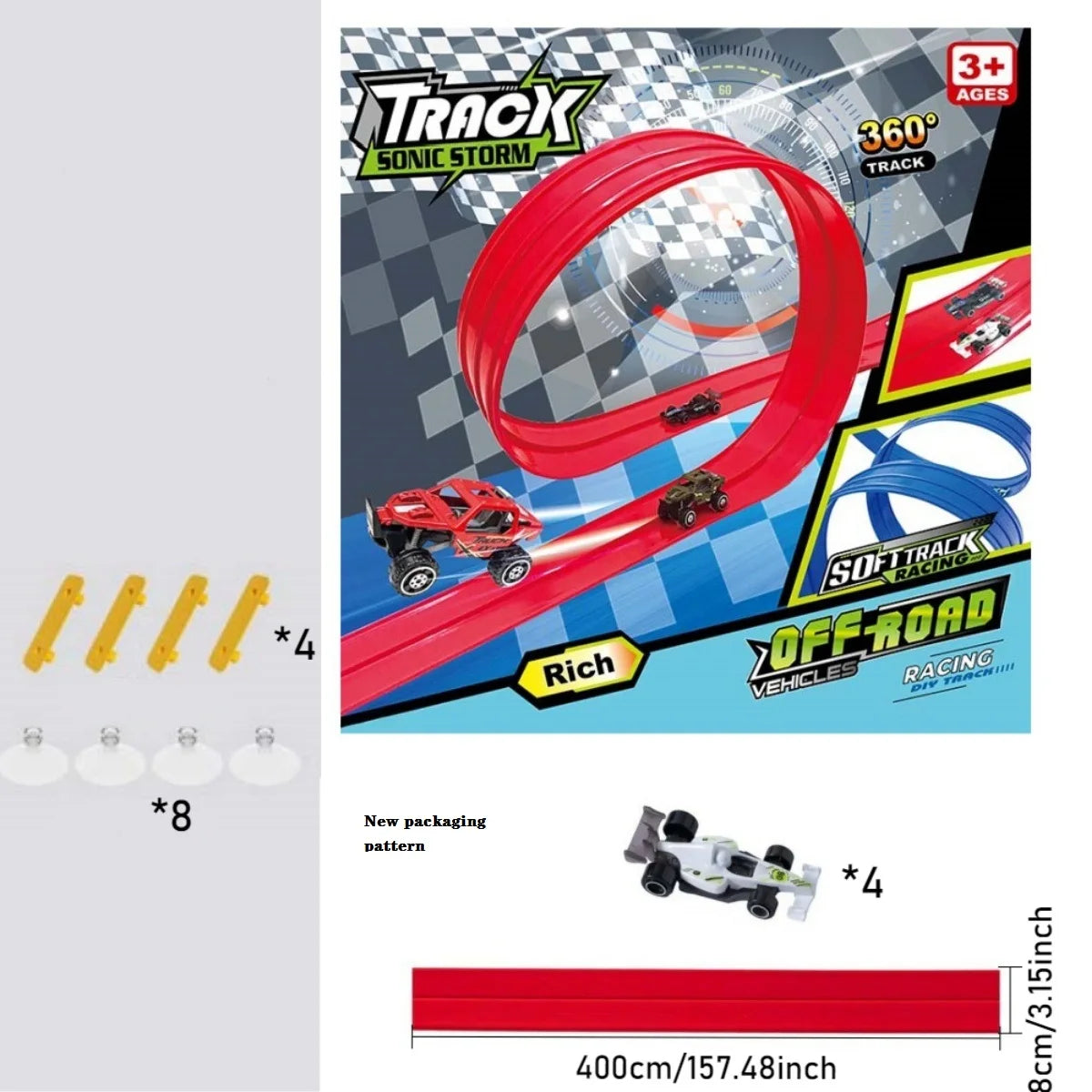DIY Assembled Soft Track Car with Inertia Return for Kids Rolls Up Portable DIY Racetrack Birthday Gifts for Children