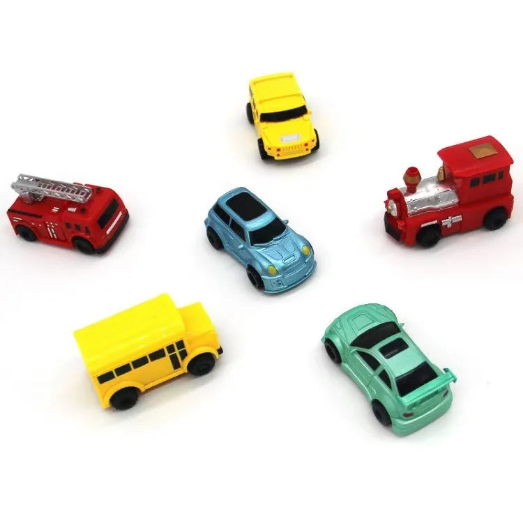 New Kids Creative Mini Toy Magic Pen Electric Induction Racing Train School Bus Fire Engine Model Traction Track Car Boy Gift