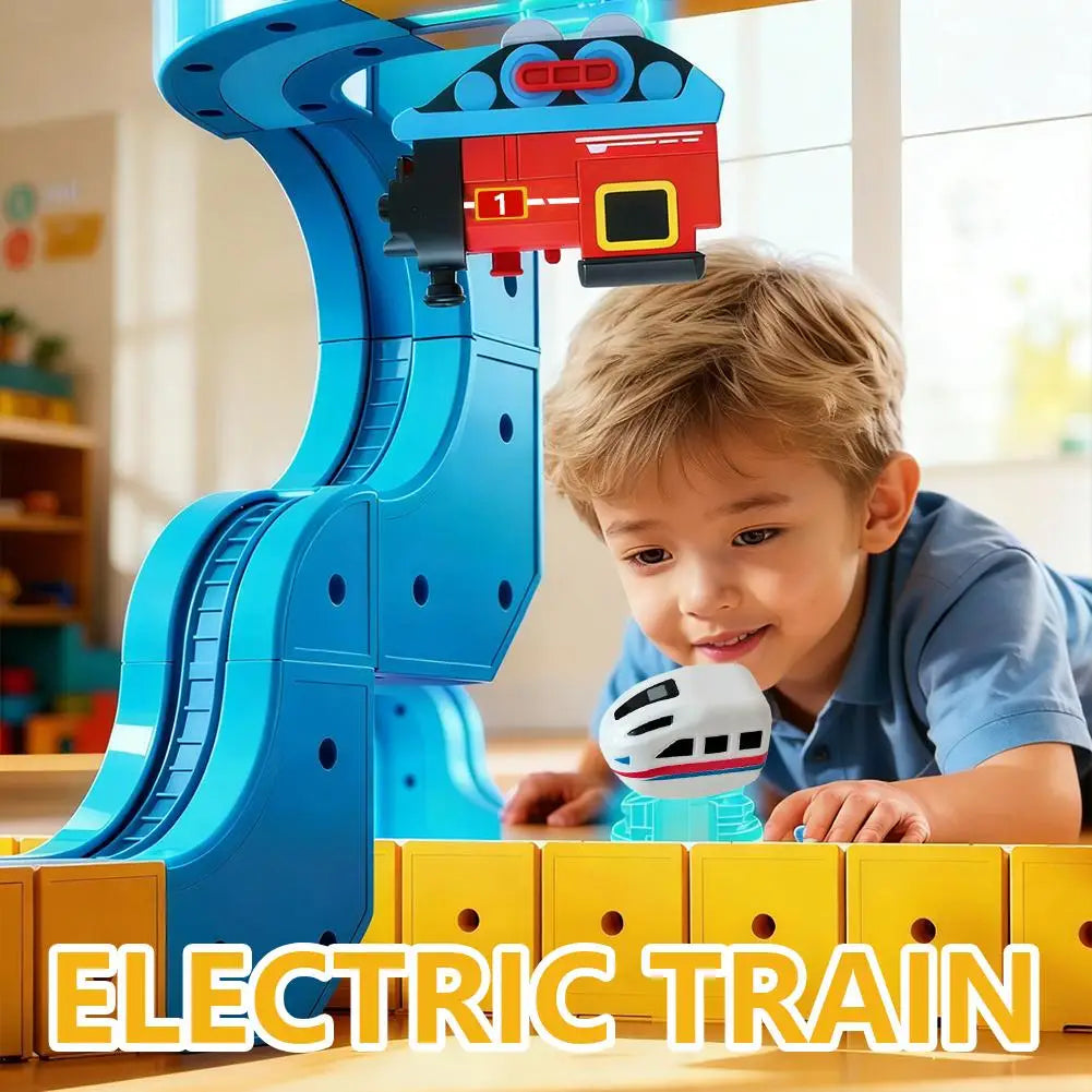 Magical Train DIY Race Car Magical Track Car Toys,Flexible Car Track Track Building Kits 3D Building Tracks Cube Rails Toys