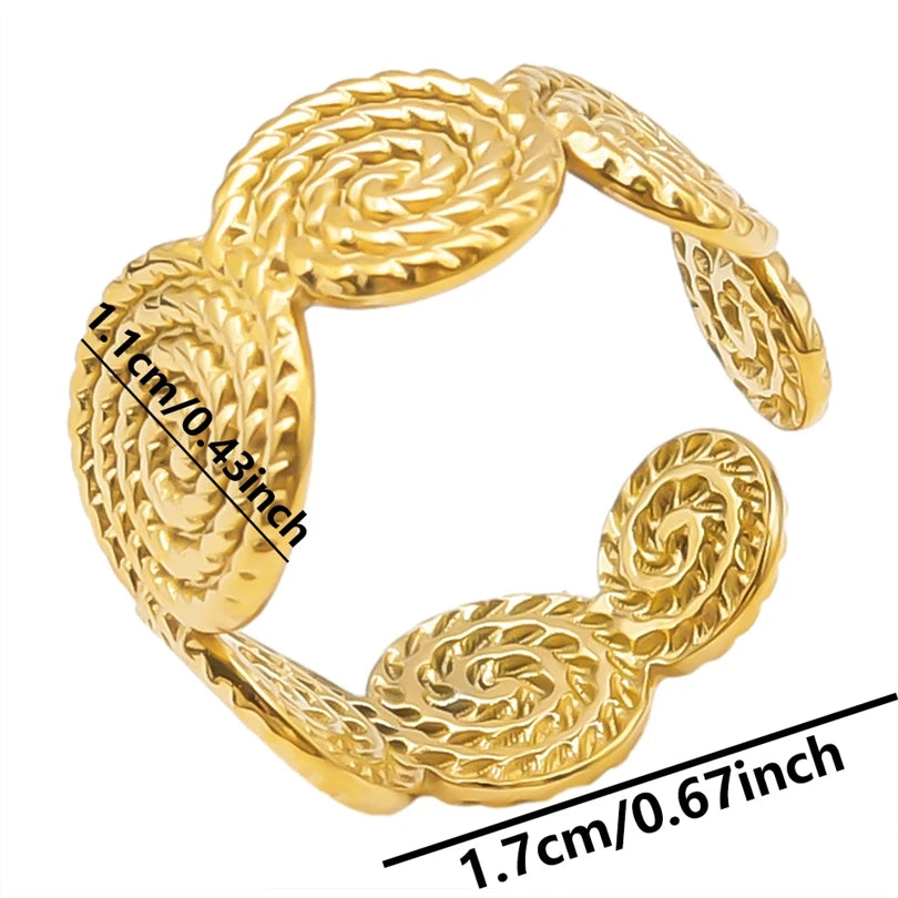 1pcs Classic Tiger Eye Real Stone Open Adjustable Stainless Steel Rings For Women Men Accessories Gold Color Finger Jewelry Ring