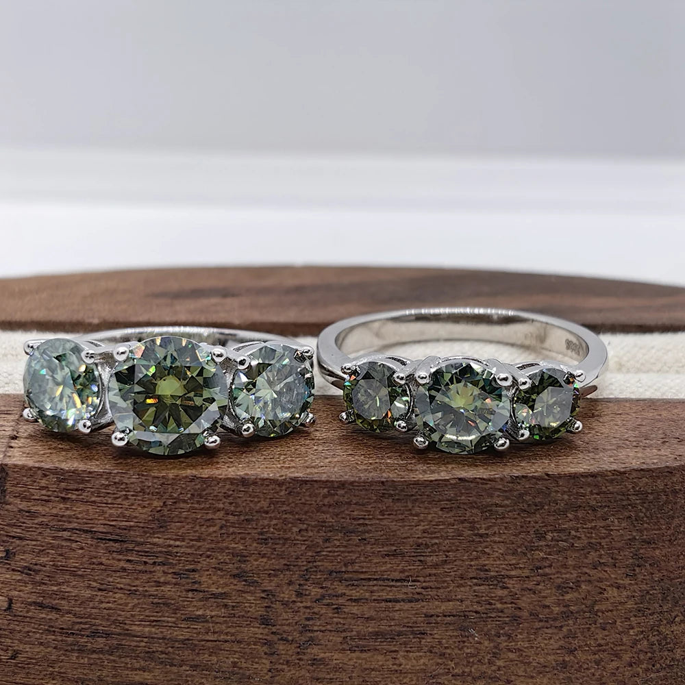 JoyceJelly S925 Sterling Silver Colors Moissanite Ring 2CT 4CT Total Full Moissanite Diamond Jewelry For Wedding Engagement Gift