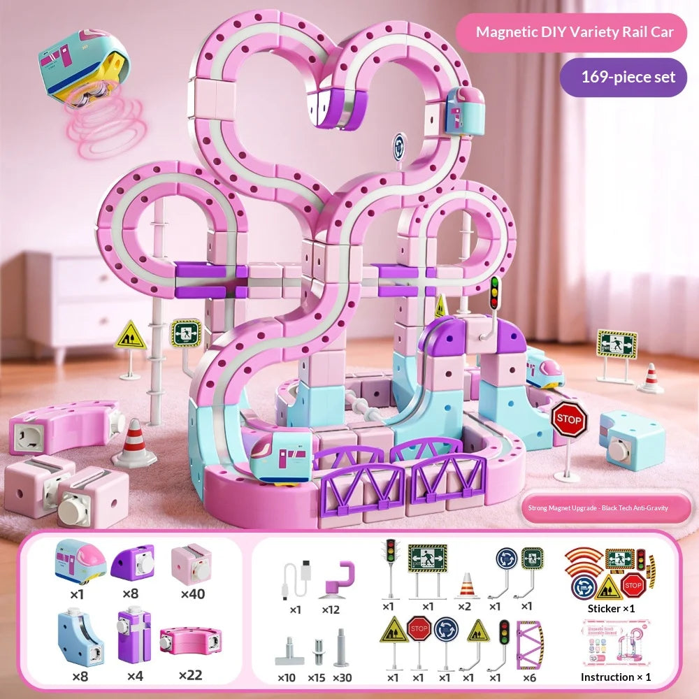 Multi Level Modular Magnetic Levitation Train Track Toy DIY Building Block Anti-Gravity Floating Electric Train Playset