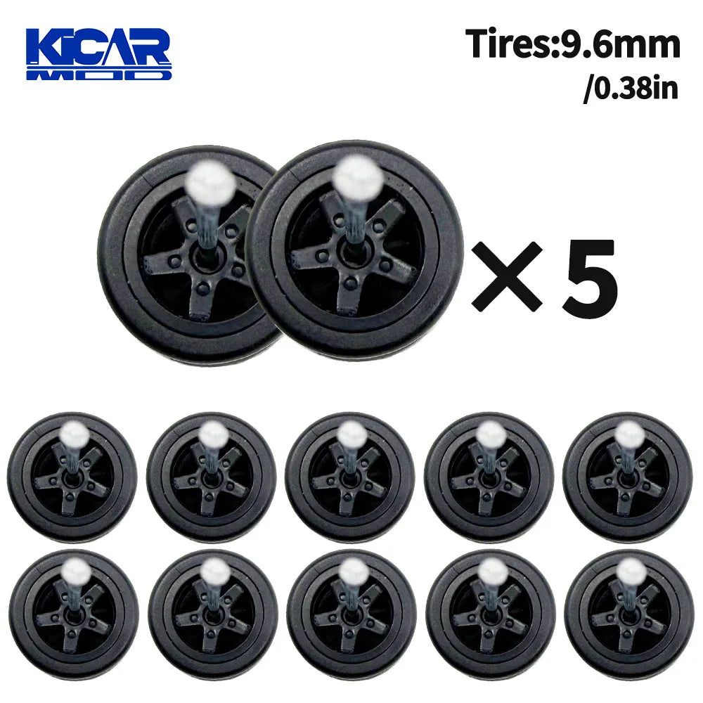 1/64 Model Q Car Wheels with Detachable Slicks Rubber Tires for Toy Model Diecast Cars Refiting Parts for MINIGT  (5 Cars)