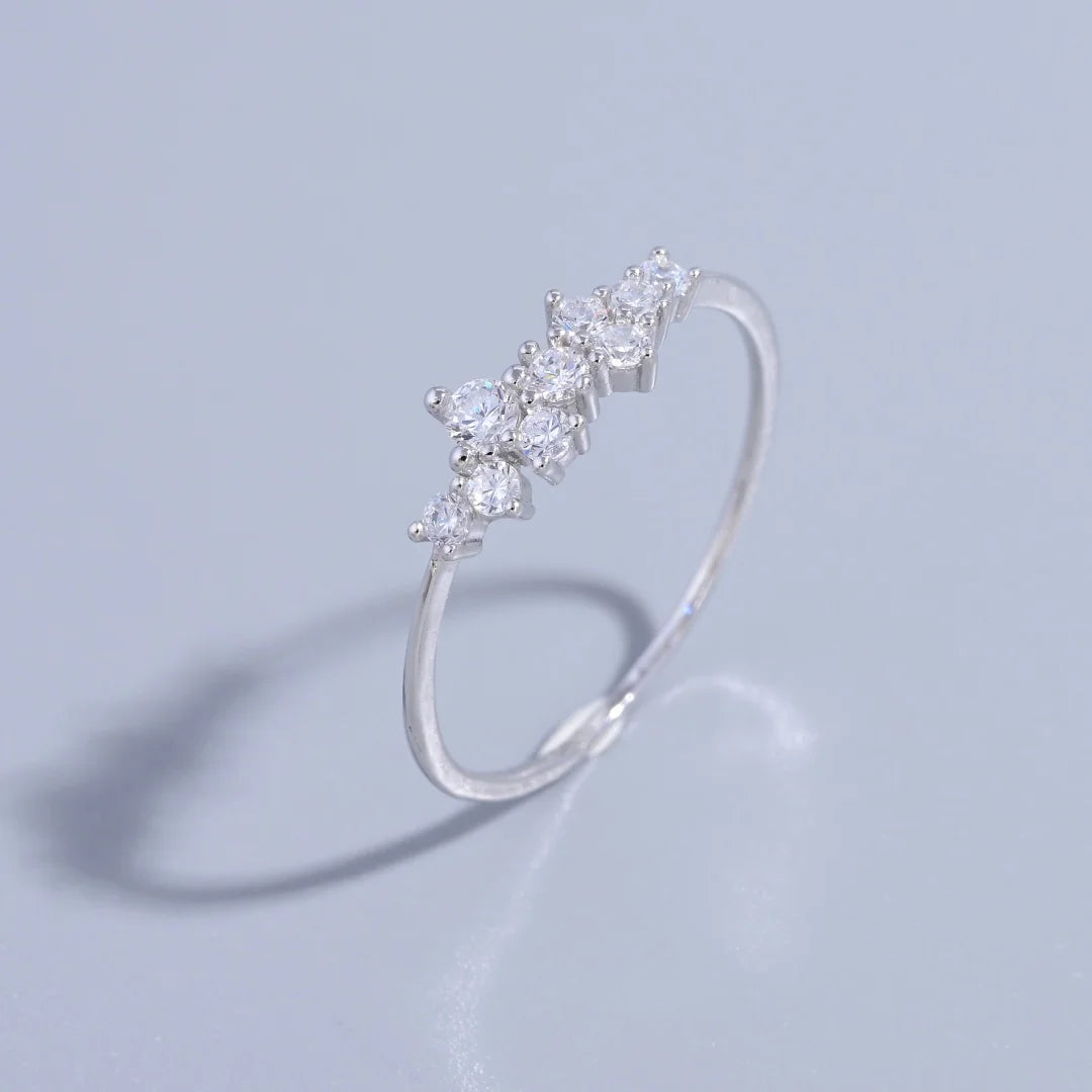 S925 Sterling Silver French Luxury Zircon Ring for Women,Simple Fashionable Jewelry Gifts Accessories Wholesale Dropshipping