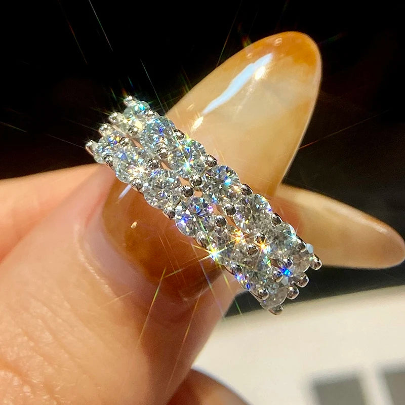 Luxury 1.4ct D Color Moissanite Diamond Ring for Women Real 925 Sterling Sliver Wedding Engagement Eternity Band Jewelry New