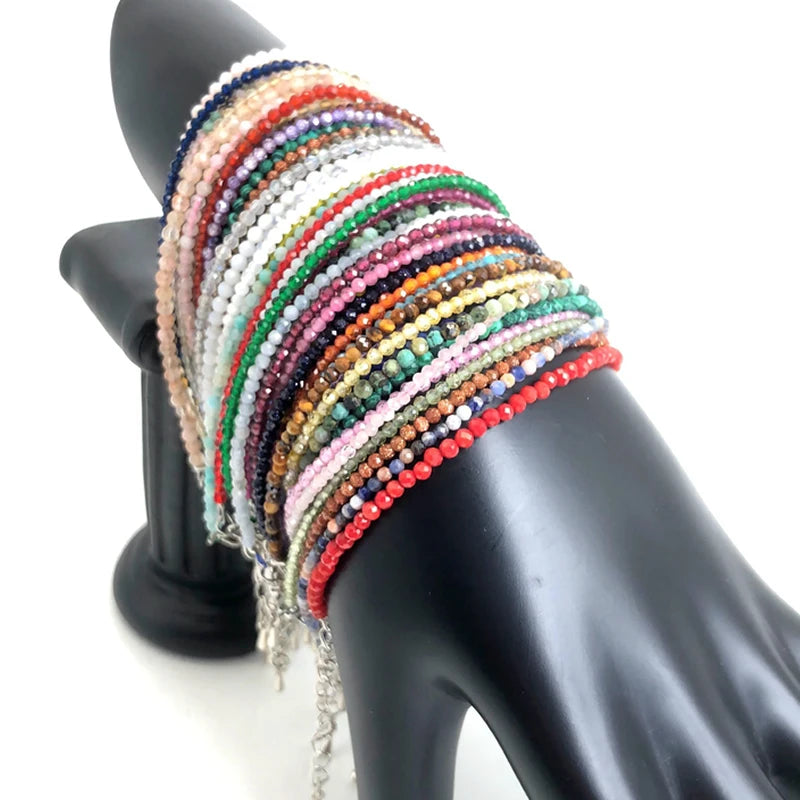 Mini 2-3mm Stone Beaded Faceted Natural Agat Quartzs Necklaces bracelet Female Fashion Party Choker for Women Girls Jewelry Gift