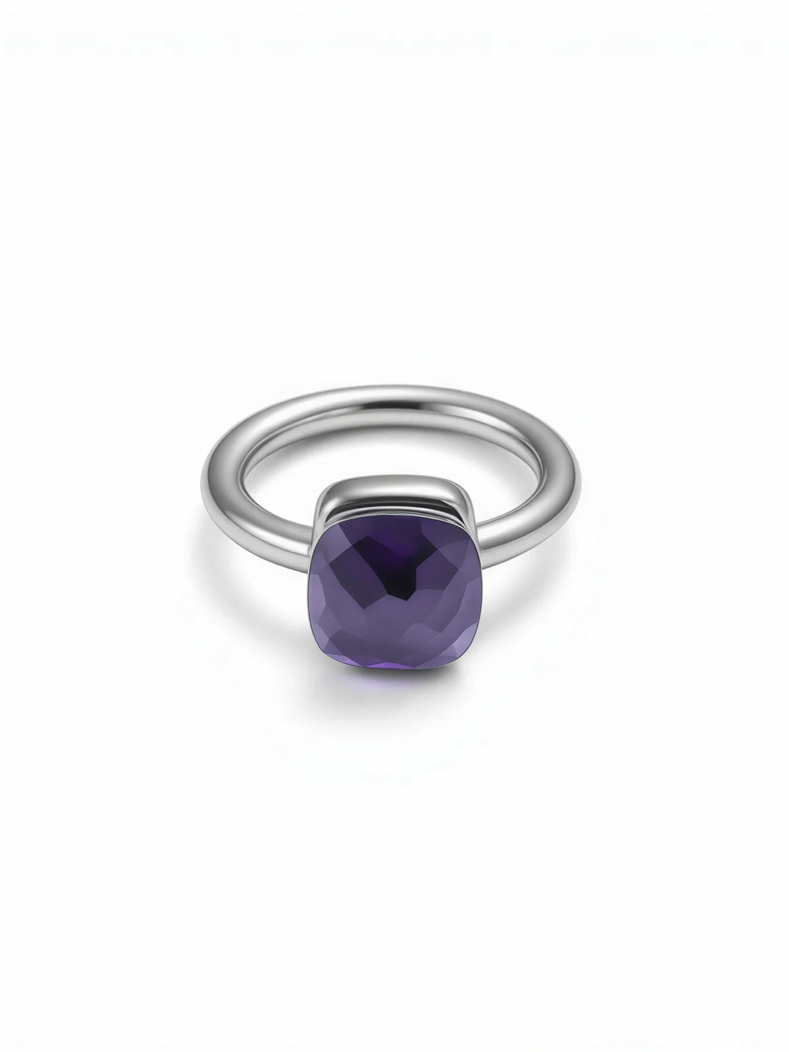 Colorful Crystal Nude Ring for Women 18K Gold Plated Stainless Steel Candy Color Square Stone Statement Rings Jewelry Gift