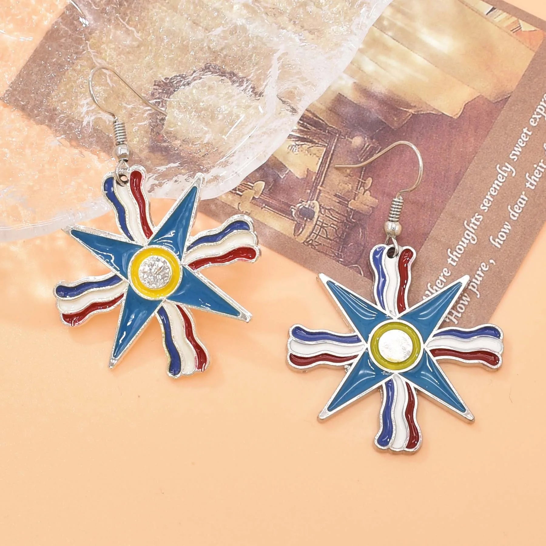Silver Plated Assyrian Belt Hair Accessories Earrings for Women Kurdish Assyria Ethnic Colorful Flag Leaf Tassel Jewelry Sets