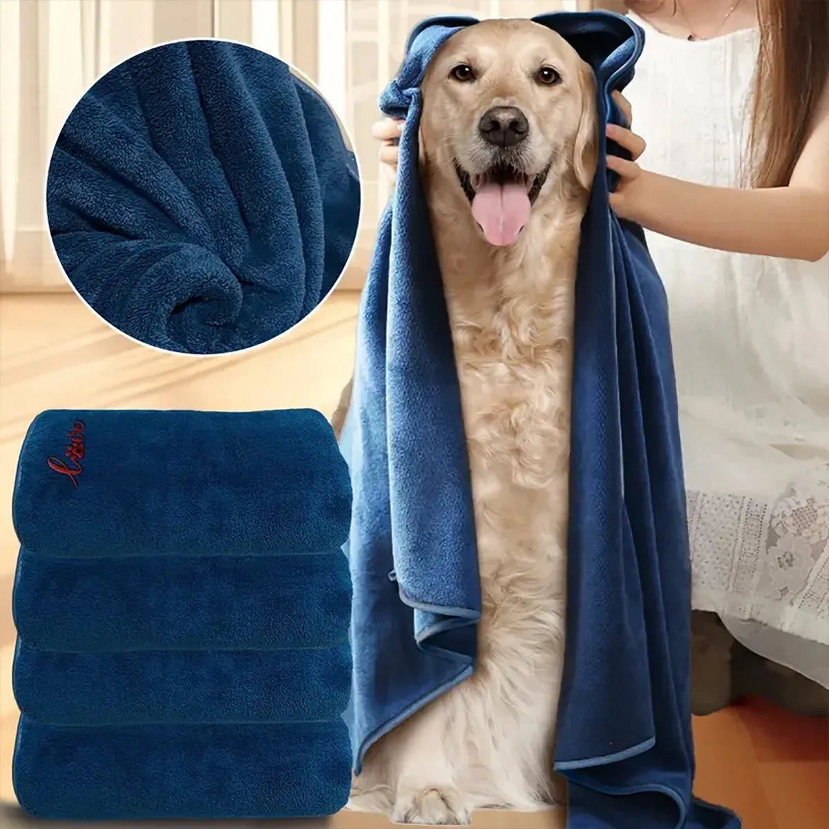 Quick Drying Dog and Cat Towels Soft Fiber Towels Bath Towel Pet Bathrobe Covenient  Cleaning Towel Pet Supplies