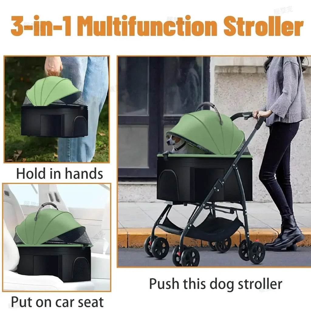 Foldable Pet Car Strollers 3in1 Outdoor Cart Specifically Designed for Walking Dogs Infants Medium-sized Small Dogs Cats