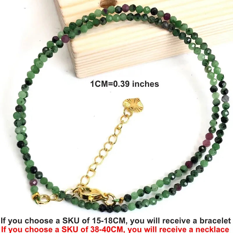 Natural Gemstones 2mm Cutting Angle beads Necklace Tourmaline quartz garnet zircon Bracelet Choker Men Female Jewelry Party Gift