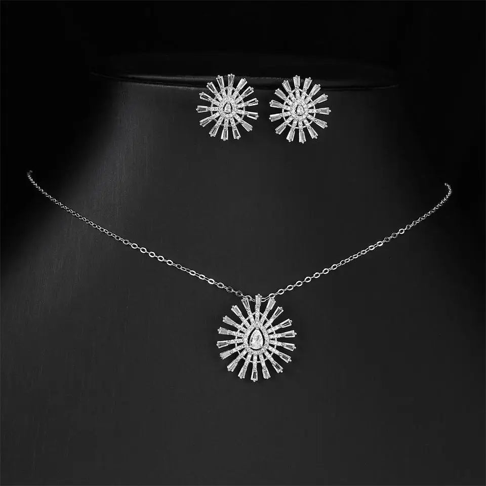 ZAKOL Luxury Retro Micro-set Zircon Women's Necklace Earrings Two-piece Set Temperament Elegant Charm Wedding Party Jewelry Sets