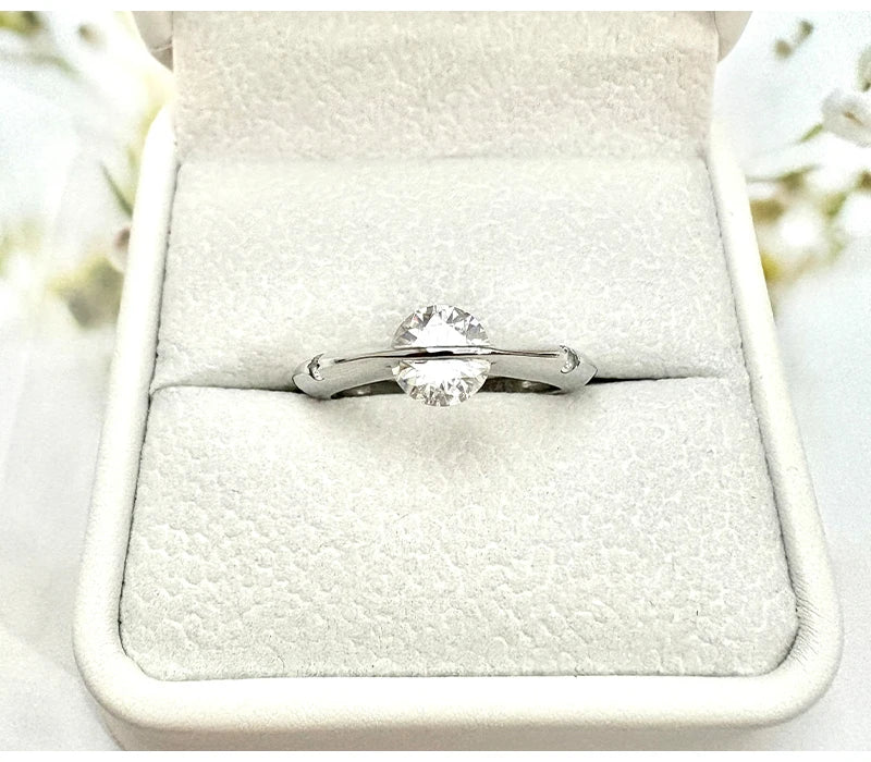 Sola-Bling 100% Pass Diamond Tester Moissanite Ring 925 Sterling Silver Rings For Women Sparkling Wedding Eternity Jewelry