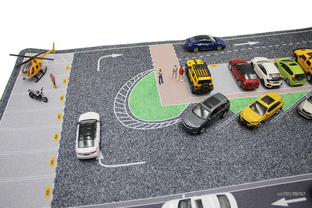 1:64 Scale Parking Road Garage Football Field Toy Mat Mouse Pad For Diecast Car Model Dolls Scene Display