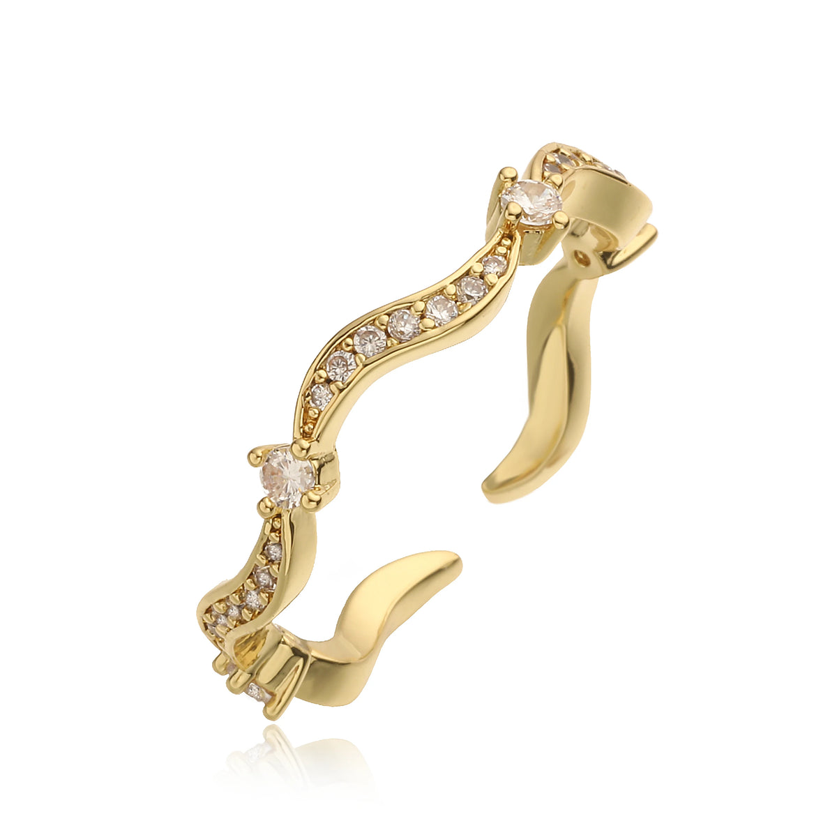 HECHENG,Korean Minimalist Style Fashion Wavy CZ Stone Chain Necklace/Bracelet/Ring Collar Jewelry Gift Selection 1 Pc