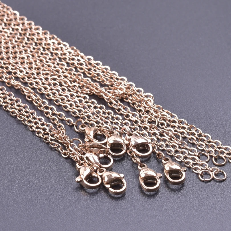 50/60cm Wholesale Stainless Steel Rolo Link Chain Necklaces For Women Men Accessories 10/20/30pcs/Lot Metal Necklace DIY Jewelry