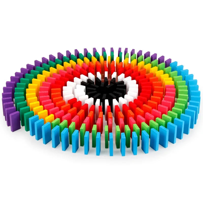 120/240Pcs Children Color Sort Rainbow Wooden Domino Building Blocks Kits Early Bright Dominoes Games Educational Toys Gifts