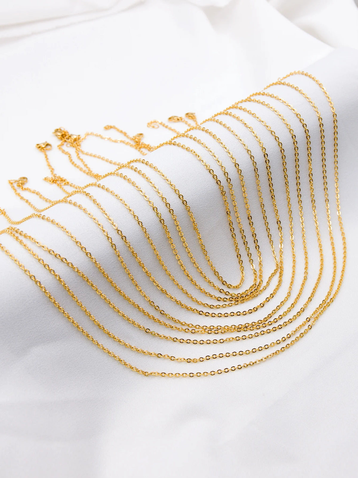 LUXUSTEEL 10Pcs/Lot Stainless Steel Chains 2mm/1mm O Shape Rolo Link Cuban Long Necklace For Women Pendant DIY Jewelry Wholesale