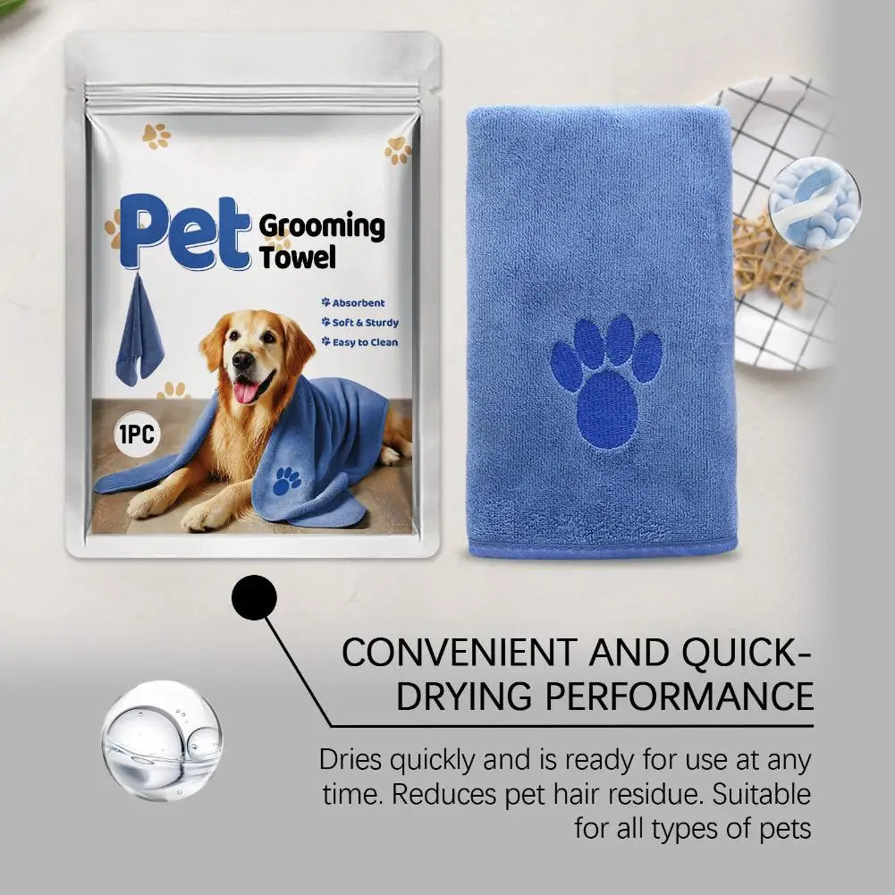 Embroidered Super Soft Towel For Cat Dogs ﻿ Quick-Drying Microfiber Pet Towel Absorbent Bath Towel Pet Grooming Supplies