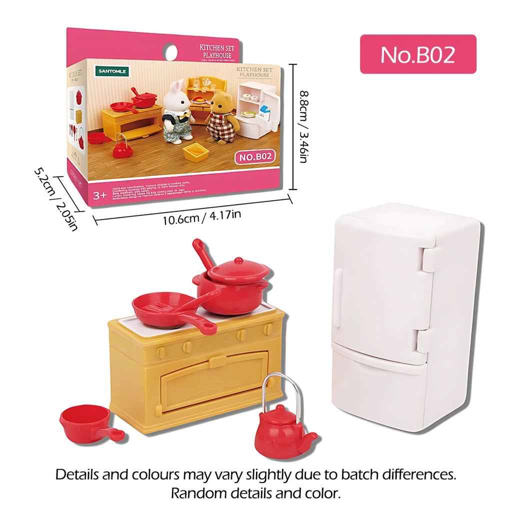 Miniature Furniture 1:12 Dollhouse Kitchen Livingroom Bedroom Set DIY Scene Doll Play Decoration Girl Toy House Gift