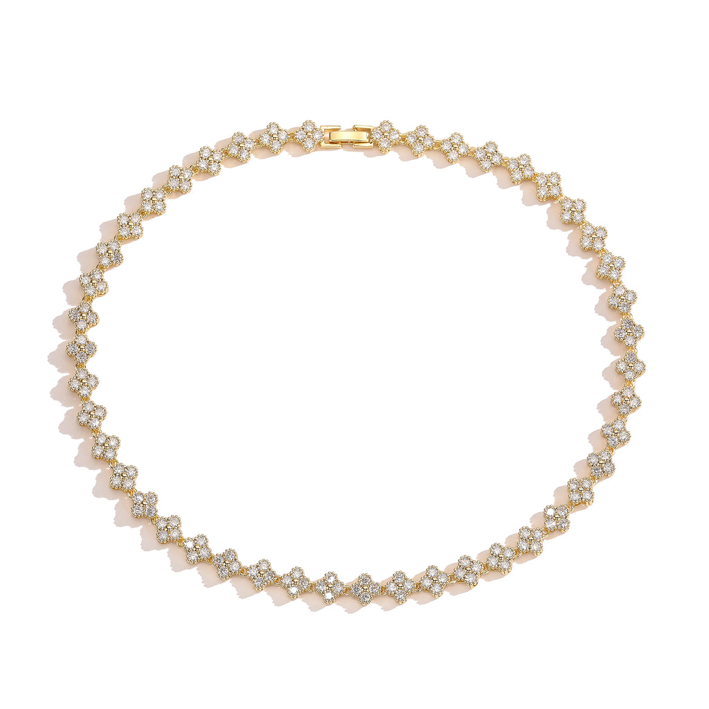 HECHENG,AAAAA Brass 18K gold-plated Flower Necklace Bracelet Jewelry Set ，for Christmas gift for women and best friend
