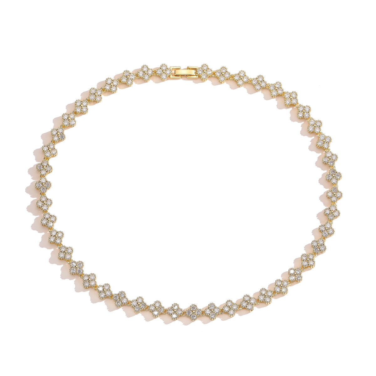 HECHENG,AAAAA Brass 18K gold-plated Flower Necklace Bracelet Jewelry Set ，for Christmas gift for women and best friend