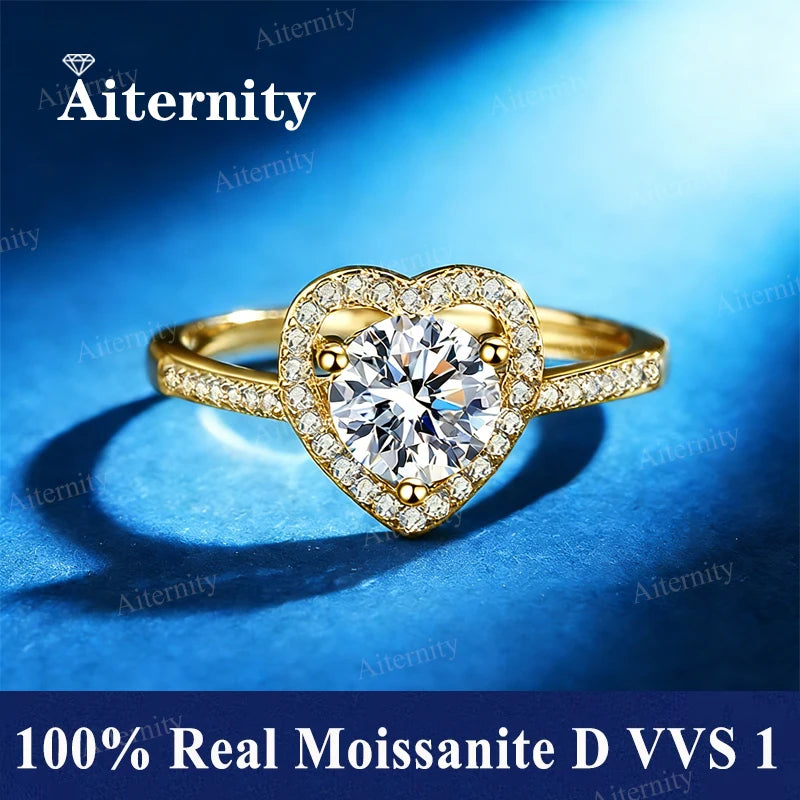 100% Real Moissanite Ring D VVS1 Pass Diamond Test Pen Adjustable Size S925 Sliver GRA Certificate Wedding Rings for Women 02