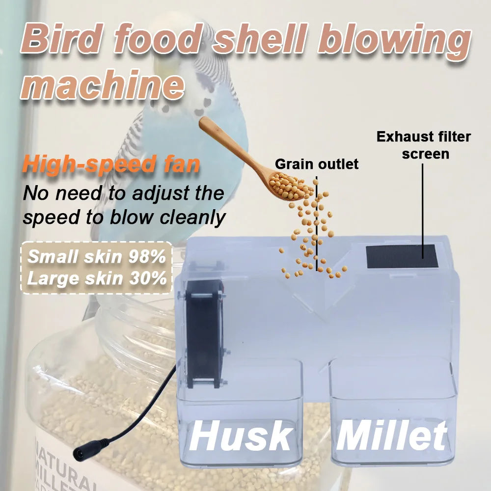 Bird Feed Shell Blowing Machine,No Assembly Required Husk Remover Wind Sheller Bird Seed Cleaner Machine, With Adjustable Speed
