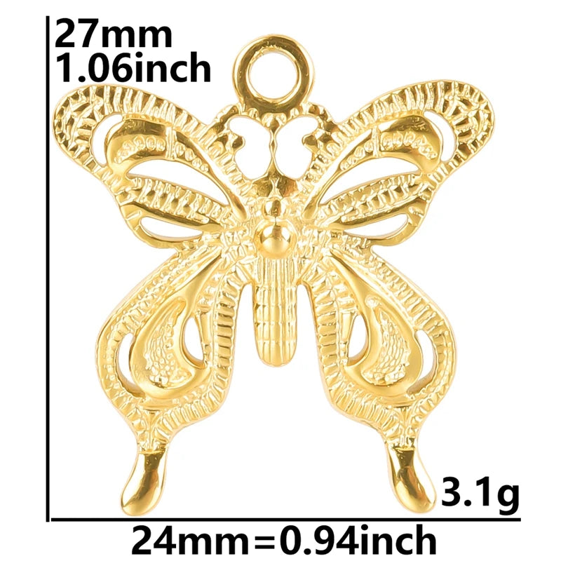 10PCS Ancient Egyptian Scarab Beetle Pendants Charms Stainless Steel Dragonfly Butterfly Pendant for Jewelry Making DIY Necklace