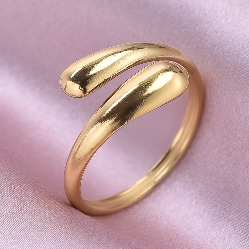1pcs Classic Tiger Eye Real Stone Open Adjustable Stainless Steel Rings For Women Men Accessories Gold Color Finger Jewelry Ring