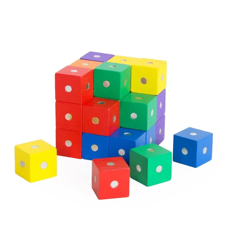 2*2*2cm Square Cube Rainbow Blocks Building Assembling Blocks Wooden Toys for Gift