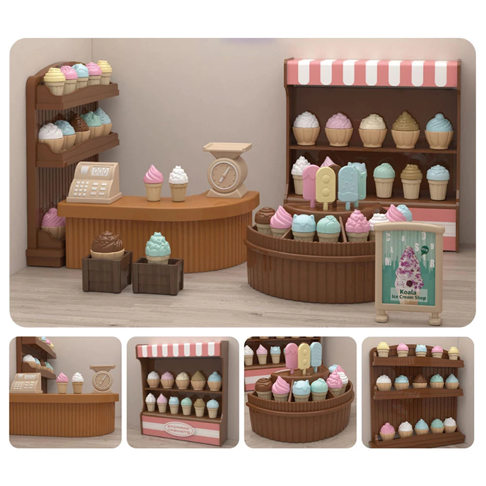 1/12 Dollhouse Furniture Living Bedroom Kitchen Bathroom Set Forest Animal Family Miniature Simulation Doll Accessories DIY Toy