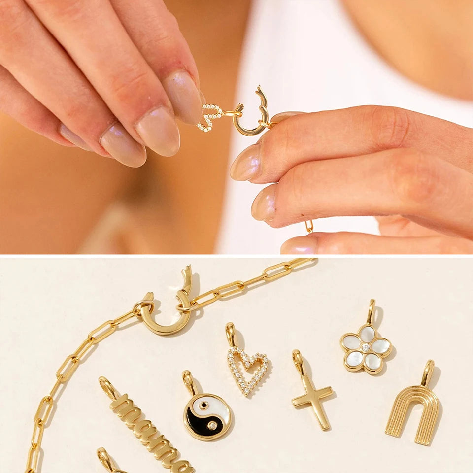 EMANCO Charm Necklace Heart Lock Link Pearl Chain for Handmade DIY Pendant Accessory Stainless Steel Women's Waterproof Jewelry