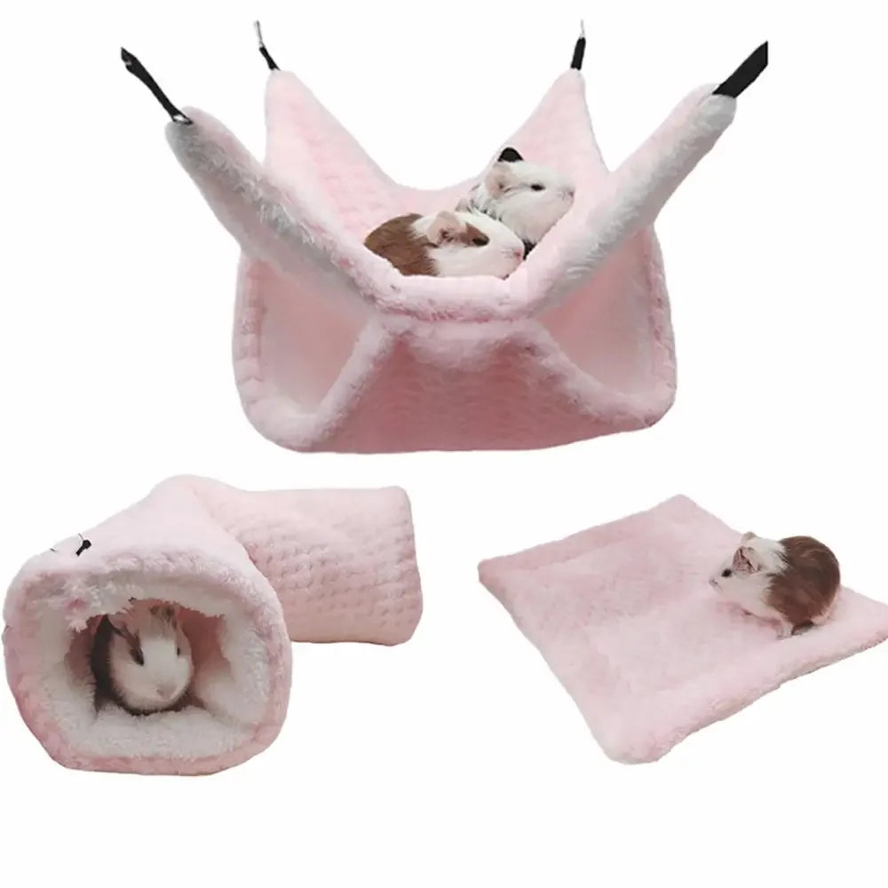 Hamster Nest Winter Bed House Shed Hanging Hammock Cage Tunnel Plush Hideaway for Hamster Guinea Pigs Sugar Small Pe H8z6
