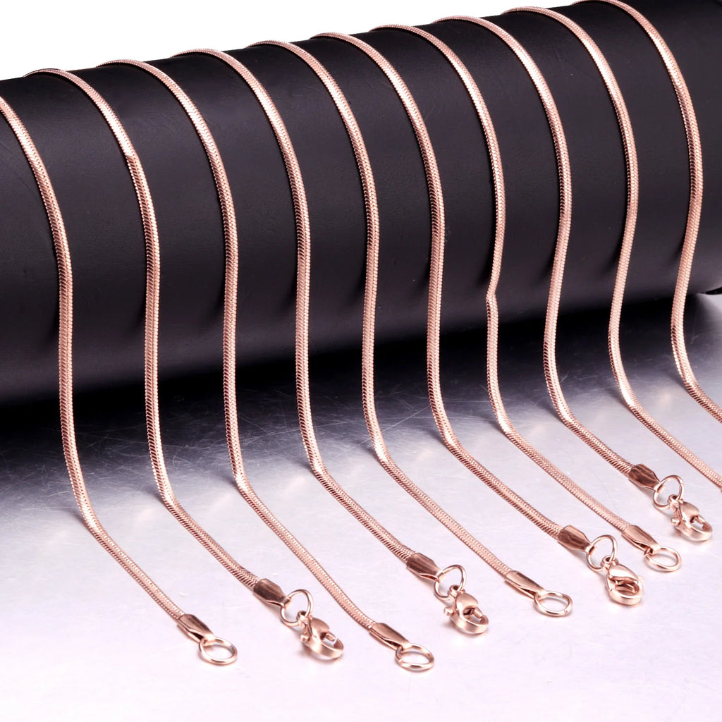 LUXUKISSKIDS 2mm 10pcs/Lots Factory Price 316L Flat Snake Necklace Chains Wholesale Stainless Steel Jewelry Waterpoof No Fade