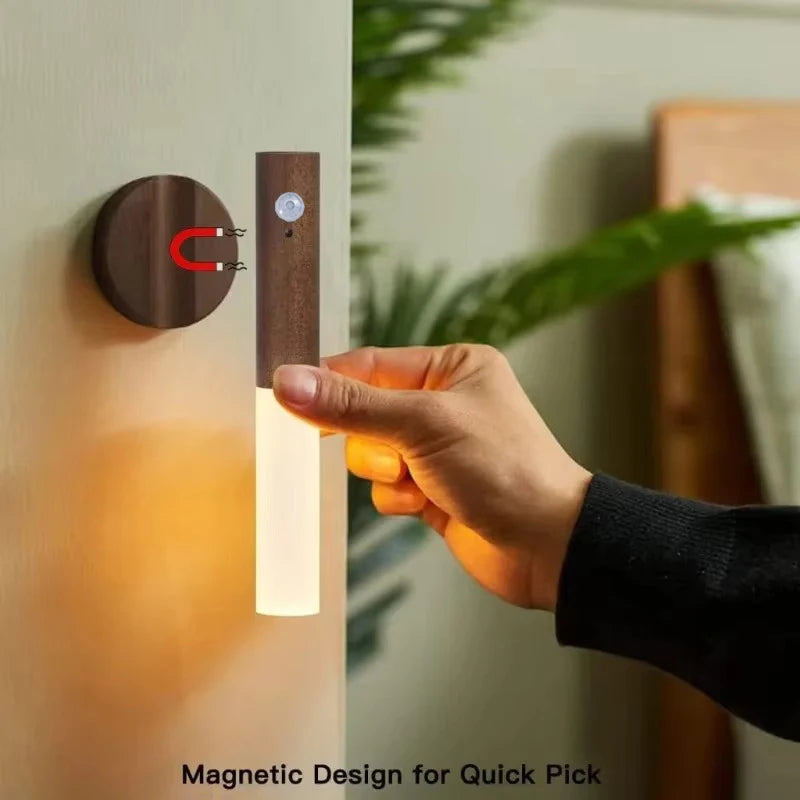 LED Rechargeable Magnetic Wall Lamp Smart Motion Sensor Night Light Portable for Hallway Bedroom Stairs Bathroom Cabinets Decor