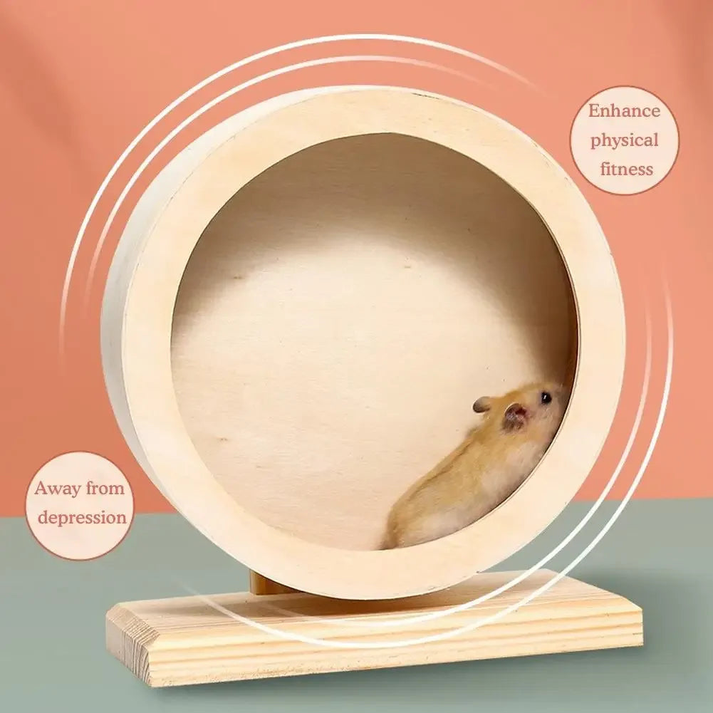 Mute Wooden Hamster Silent Running Wheel With Cork Pad Bracket