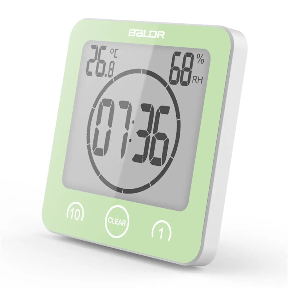 Waterproof Bathroom Wall Clock Digital Shower Clock Timer with Touch Screen, Temperature, Hanging Hole Stand for Kids & Adults