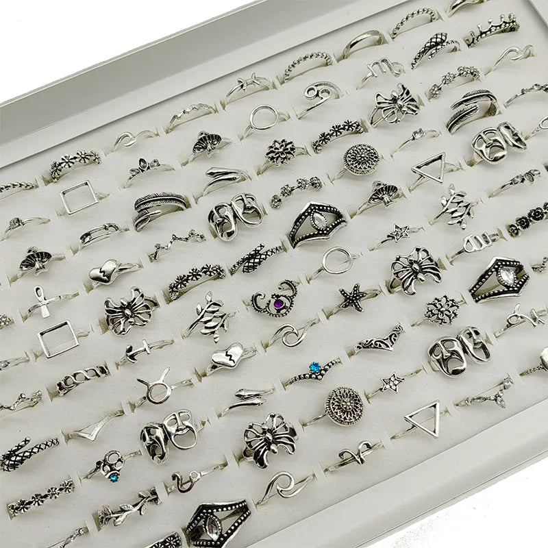50000 Style Different Finger Rings Wholesale In Stock 100pc/Lot Hot Vintage Silver Gold Color New Alloy Joint Ring Party Women