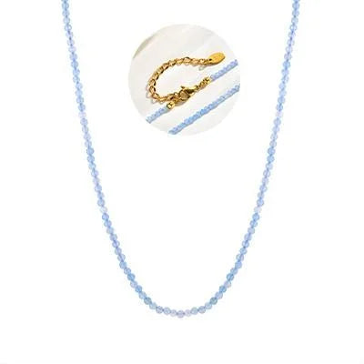 Unique Colored Natural Stone Necklace,Women's Stainless Steel OT Buckle Bead Chain Necklaces,Fashion Jewelry Gifts