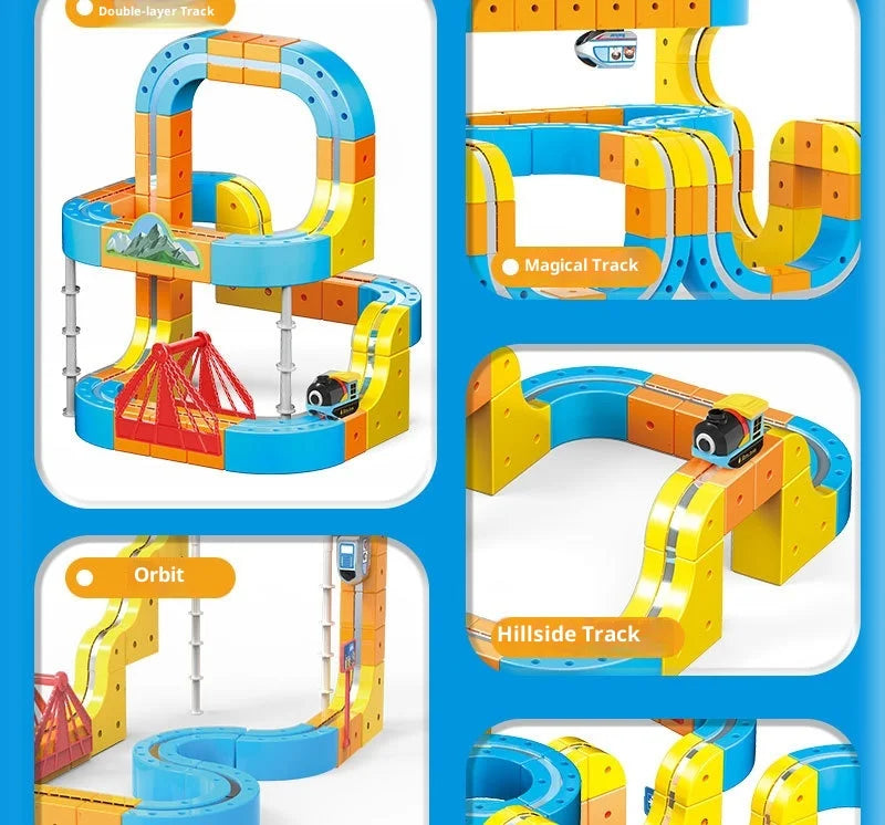 Huagen Magnetic High Speed Train Diy Transformable Suspension Track Car Anti Gravity Electric Vehicle Model Educational Toy Set