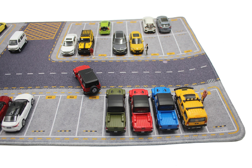 1:64 Scale Parking Road Garage Football Field Toy Mat Mouse Pad For Diecast Car Model Dolls Scene Display