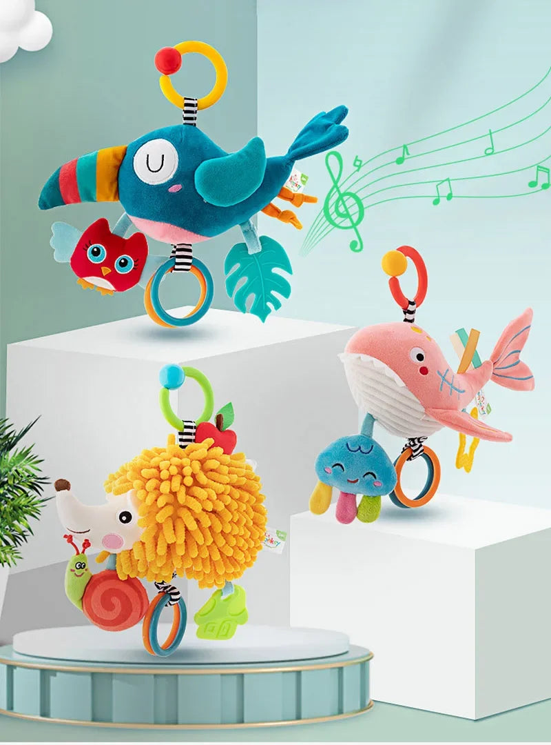 Newborn Infant Soft Plush Toy Teether Rattles Toys Baby Educational Toys Brain Developmental Hand Grip Cute Stuffed Animal Toys