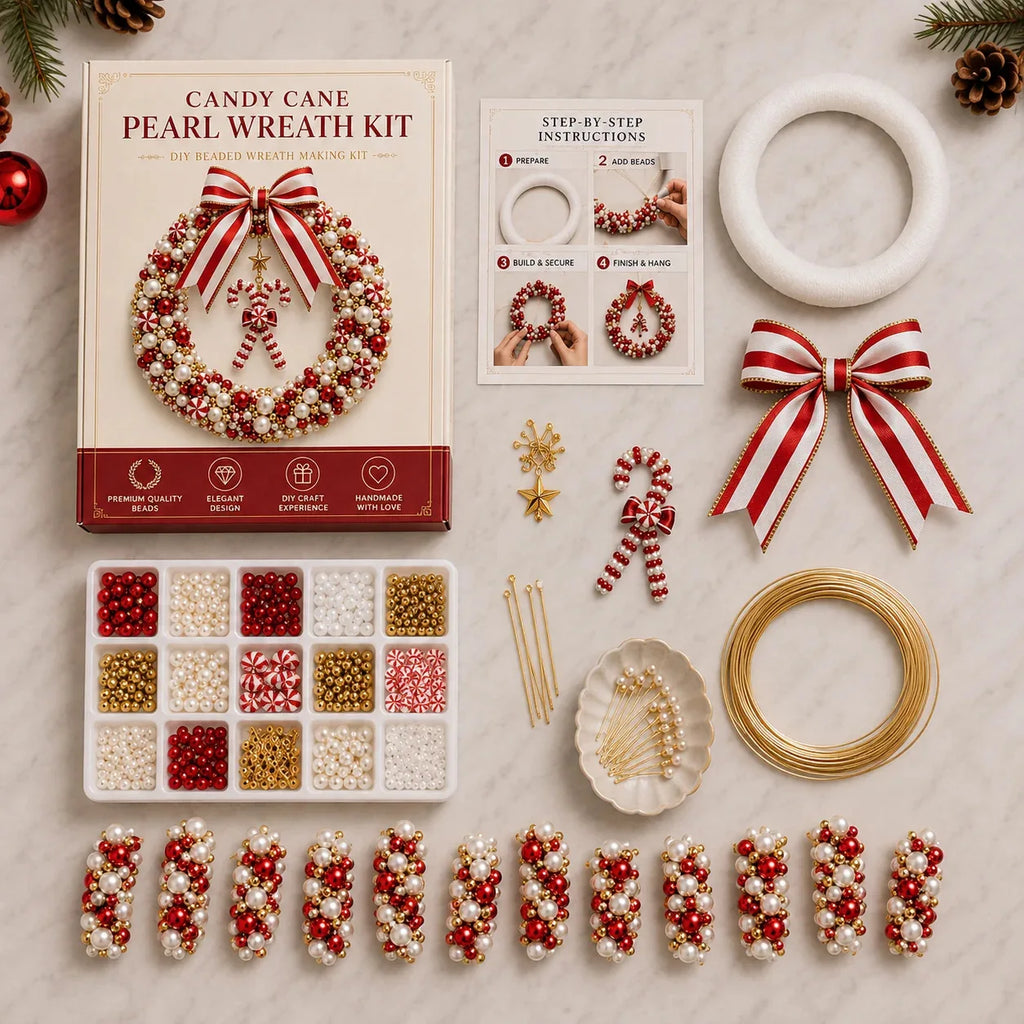 Christmas DIY Bead Snowflake Lollipop Wreath Material Package Pearl Wreath Handmade Set Christmas Door Decoration Pendant